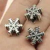 14X14X6Mm 2.8g Prata Antiga Retrô Material para Joias Artesanais Contas com Furo Grande e Pequeno Contas de Furo Grande Floco de Neve