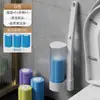 Escova de vaso sanitário descartável com cabeça de reposição dissolvente conjunto de escovas de limpeza de vaso sanitário sem cantos mortos desinfecção escova de vaso sanitário descartável doméstica
