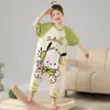 Estilo Nuevo Primavera y Verano Ropa Familiar para Niñas Temporada Algodón Puro Mono Infantil Ropa de Casa para Niños Mono de Manga Corta Cuello Redondo Pijama de Dibujos Animados