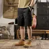 Pantalones Cortos de Trabajo de Algodón de Sarga Pesada Estilo Americano para Hombre, Pantalones Cortos de Trabajo Duraderos de Verano, Pantalones Cortos Rectos Retro Modernos Sueltos
