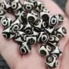 Cuentas Dzi de Tres Ojos en Blanco y Negro, Cuentas Sueltas de Jade, Cuentas de Ágata de 10 mm, Accesorios para Joyería de Pulsera DIY, Cuentas Hechas a Mano