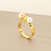 Moda Exagerado Cuadrado Textura Metal Set Concha Perla Pulsera Elegante Lujo Acero Inoxidable Anillo Geométrico