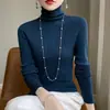 Suéter fino de gola alta com costela, malha fina de lã, ajuste slim, camada base fina, sem costura, transfronteiriço