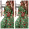 Vestido de Primavera y Otoño 2025 Europeo y Americano Nuevo Transfronterizo Amazon Estampado de Gran Oscilación Elegante Gasa Floral Delgado Largo