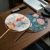 Leque Estilo Japonês Flor de Cerejeira com Decoração de Franja Pendurada, Superfície de Seda, Leque de Palácio, Leque Refrescante de Verão, Especial Transfronteiriço