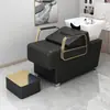 Lavabo de Cerámica para Lavado de Cabello para Salones de Belleza, Estilo Simple Semi-Reclinable, Cama de Masaje y Lavado para Salón de Belleza, Venta Directa del Fabricante