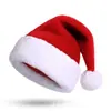 2025 Decoraciones Navideñas Más Vendidas Gorro Navideño de Felpa Extra Grueso Encriptado Rojo para Adultos Niños Venta al por Mayor