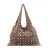 Estilo Perezoso Diseño de Borlas Bolso Sencillo para el Trabajo Bolso de Hombro Tote Nuevo Moda Bolso de Brazo Tejido con Cuentas de Colores para Mujer