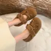 Zapatos de Celebridad de Internet Estilo Hada con Lazo de Una Sola Correa Peludos para Mujer 2026 Otoño/Invierno Nuevos Cálidos con Plus de Terciopelo Mary Janes Zapatos de Algodón