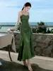 Hermosos Atuendos de Playa Estilo Francés en Sanya, Vestidos de Vacaciones con Tirantes, Vestidos tipo Pastel de Viaje, Vestidos de Playa con Volantes, Vestidos de Hada