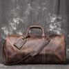 Bolsa de Viaje Portátil de Cuero Genuino Retro Europeo y Americano para Hombre Cuero Crazy Horse Bandolera Grande Duffel Bolso de Fitness de Cuero Vacuno
