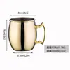 Taza mula dorada brillante europea de Moscú, acero inoxidable, color sólido, metal chapado en cobre, copa de vino, copa de bar de cóctel