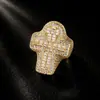 Anillo Geométrico de Cruz Ankh con Incrustaciones de Circonita de Cobre Estilo Hip-Hop Callejero Europeo y Americano Anillo Personalizado de Moda para Hombre Estilo Hip-Hop