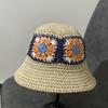 Chapéu de pescador japonês feito à mão com flores, chapéu de proteção solar de verão, chapéu de balde dobrável, chapéu de palha de praia para mulheres