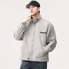Ropa de Hombre Fengshe / Chaqueta de Bloques de Color Retro Americana con Cuello Solapa para Hombre, Estilo Ropa de Trabajo Casual Holgada de Primavera con Bolsillos