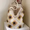 Bolsa de Ombro Tecida 2026 Novo Estilo de Verão Férias na Praia Casual Girassol Grande Capacidade Bolsa de Ombro Bolsa de Mão para Mulheres