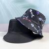 Amazon transfronterizo Nuevo Europeo y Americano Espiga de Pescado Estampado Animal Sombrero de Pescador de Doble Cara para Hombre y Mujer Moda Sombrero de Cubo Parasol