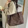 Bolsa Leopardo Personalizada da Moda Grande Capacidade Feminina Casual Retro Tote Simples para Trabalho e Dia a Dia Bolsa de Ombro com Personalidade
