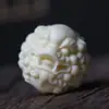 Adorno de Mano de Bola de Dragón y Fénix de Fruta Marfil, Bola de Salud Auspiciosa de Dragón y Fénix, Bola Auspiciosa de Elefante Pixiu, Bola Sólida Portátil para Jugar
