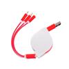 Cable de datos retráctil rojo para regalo de puerta abierta, de uno a tres, 3A, para teléfono móvil y coche, cable de carga uno a tres en uno, venta al por mayor