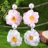 EZ5597 Aretes de Perlas Europeos y Americanos Transfronterizos Colgante de Flor Aretes Delgados para la Cara Joyería para Mujer de Hermosas Flores de Primavera y Verano
