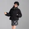 Jaqueta de plumas Pinghu 2026 inverno nova, estilo coreano, gola de tricô, 90% plumas de pato, para mulheres, curta, acinturada, elegante e versátil