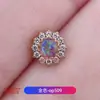Pendiente de aleación de titanio F136 girasol de diamantes completos uña para cartílago de la oreja uña para labio con diente interno joyería para perforación corporal de titanio G23