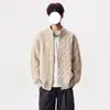 Suéter Cárdigan de Punto con Cuello Alto Retro Americano para Hombre, Casual de Gama Alta, Versátil, Moda Tendencia, Simple, Color Sólido, Ropa de Abrigo