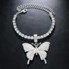 Accesorios de Moda Transfronterizos con Pedrería Tobillera con Colgante de Mariposa de Diamante para la Playa Sencilla Tobillera Versátil