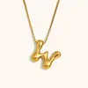 Collar de Diseño de Nicho de Moda Transfronterizo Ins Europeo y Americano Acero Inoxidable Chapado en Oro de 18 Quilates Collar con Letras de Burbuja de Alta Gama para Mujer