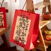 2026 Año del Caballo Bolsa de Regalo Creativa con Caligrafía Bolsa Tote Roja Festiva para Regalos de Fiesta Bolsa de Cartón Grueso para Souvenir