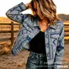 Nueva Chaqueta Corta de Mezclilla de Algodón Transfronteriza Otoño e Invierno Estampado Digital 3D Moda Personalidad Top Delgado Mujer