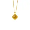 Popular Collar Antiguo de Arena Dorada y Vajra Dorado para Mujer, Tendencia Nacional, Estilo Étnico Colgante de Trébol de Cuatro Hojas, Joyería Versátil y Duradera