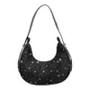 Bolsa de mão moderna com padrão de estrelas transfronteiriço em formato de meia-lua para mulheres, nova coleção 2026, estilo coreano de nicho, bolsa de ombro/bolsa transversal chique e versátil