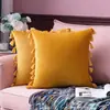 Amazon Explosions Fronha de Almofada com Franjas de Cor Sólida Suave na Borda Decorativa para Sofá da Sala de Estar Casa