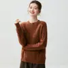 Nueva colección de otoño e invierno: suéter de cachemira para mujer, cuello redondo, corte holgado, suave y cómodo, suéter versátil de punto trenzado, capa base engrosada