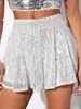 2026 Transfronterizos Europeos y Americanos Aliexpress Pantalones Cortos Brillantes de Lentejuelas para Mujer Moda Chica Atrevida Versátiles Pantalones Falda Brillantes
