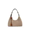 Bolsa de camurça moderna em formato de meia-lua para mulheres, novo estilo 2026, bolsa de ombro fashion, chique e retrô, bolsa crossbody de nicho