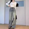 Jeans de mujer de cintura alta y pierna ancha, estilo fino de verano, nuevo modelo 2026, estilo vintage, pantalones holgados de pierna recta hasta el suelo