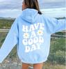 Moletom com Ombro Cruzado para Mulheres Comércio Exterior Transfronteiriço Moda Outono Europeia e Americana com Letras GOOD DAY Moletom com Capuz
