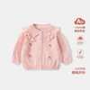 Cardigan de Cereja com Gola Grande para Meninas, Novo Estilo de Primavera Moda Bebê Tricô, Casaco de Algodão Infantil de Outono