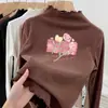 Ropa interior térmica para niñas Otoño Invierno Nueva Elegante Cuello Semi-Alto Forro Polar Ropa interior para niños Niña Pequeña Camiseta de Manga Larga con Volantes