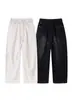 Pantalones Casuales de Pana Lavada con Parches Estilo Hong Kong de la Marca Trendy Nanxia para Hombre Moda Principios de Primavera Nuevos Pantalones Rectos con Cintura Elástica y Cordón