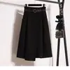 Falda Media de Lana Talla Grande 2026 Nuevo Estilo Otoño/Invierno para Mujeres de Talla Grande Cintura Alta Adelgazante Temperamento Cubre Defectos Falda Midi de Corte A
