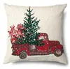 Productos para el Hogar Transfronterizos Amazon Funda de Almohada Navideña Papá Noel Árbol Sofá Funda de Almohada de Lino Funda de Almohada