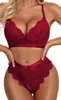 Popular Europeo y Americano Traje Sexy Encaje Tres Puntos Ropa Interior Sexy Conjunto de Dos Piezas Fabricante Mayorista