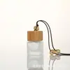 Frasco de aromatizador de ar de carro colorido, formato quadrado com alça para pendurar, tampa de madeira, pingente difusor de carro, frasco refil de óleo essencial para perfume