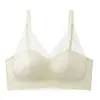Sutiã strapless de renda estilo francês para mulheres com seios pequenos, realçando o busto, prevenindo a flacidez e reunindo os seios laterais, sutiã sexy sem aro