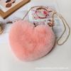 Bolsa Love Nova Bolsa de Corrente para o Dia dos Namorados Bolsa em Pelúcia em Formato de Coração Bolsa Transversal Feminina Bolsa de Corrente Pequena Love Coração de Pêssego para Menina