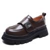Zapatos de primavera 2024 nuevos de alta calidad con suela gruesa y tacón grueso de una sola capa estilo británico mocasines versátiles que aumentan la altura zapatos de cuero